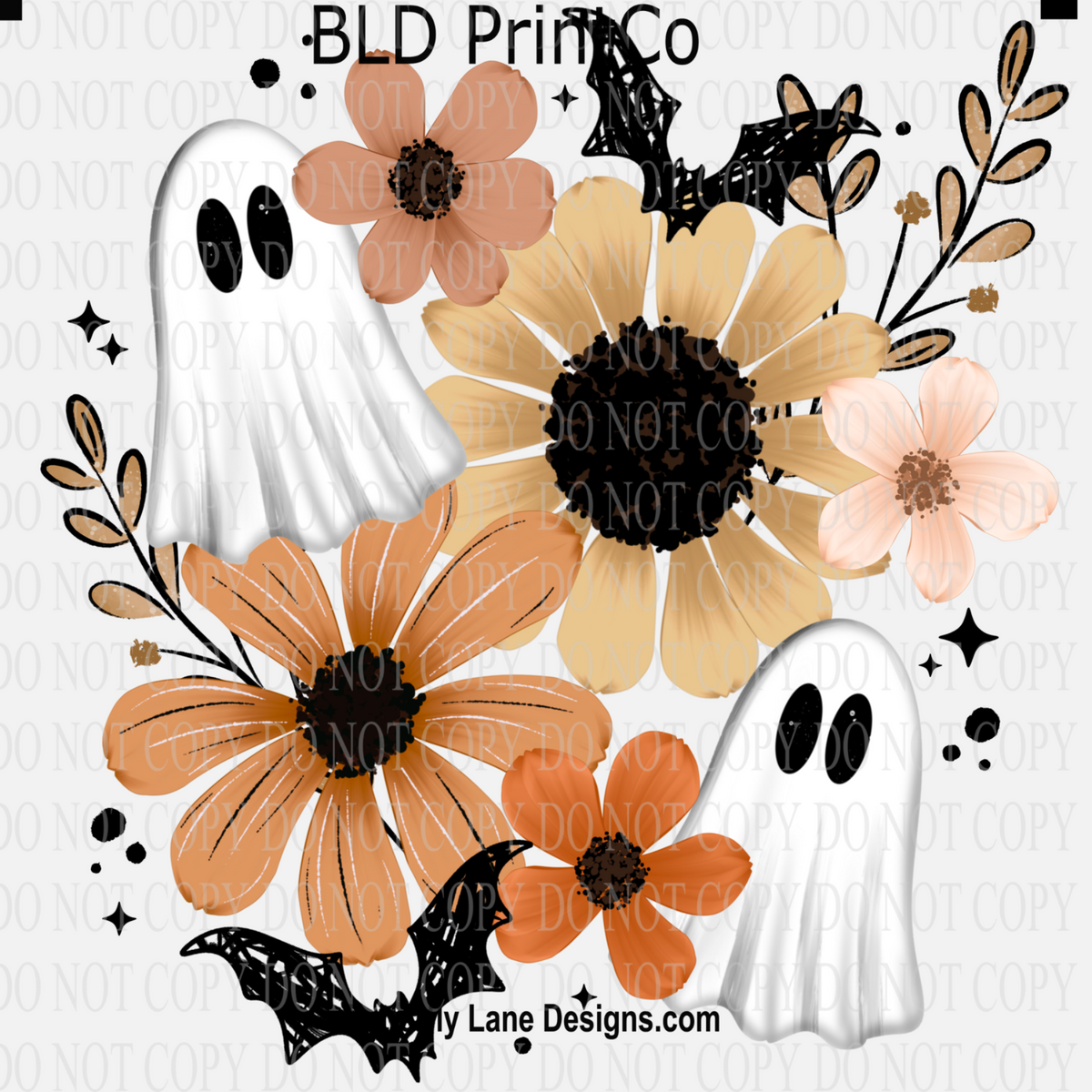 Vintage Floral Ghosts & Sunflowers | Fall Halloween Decal |D3235