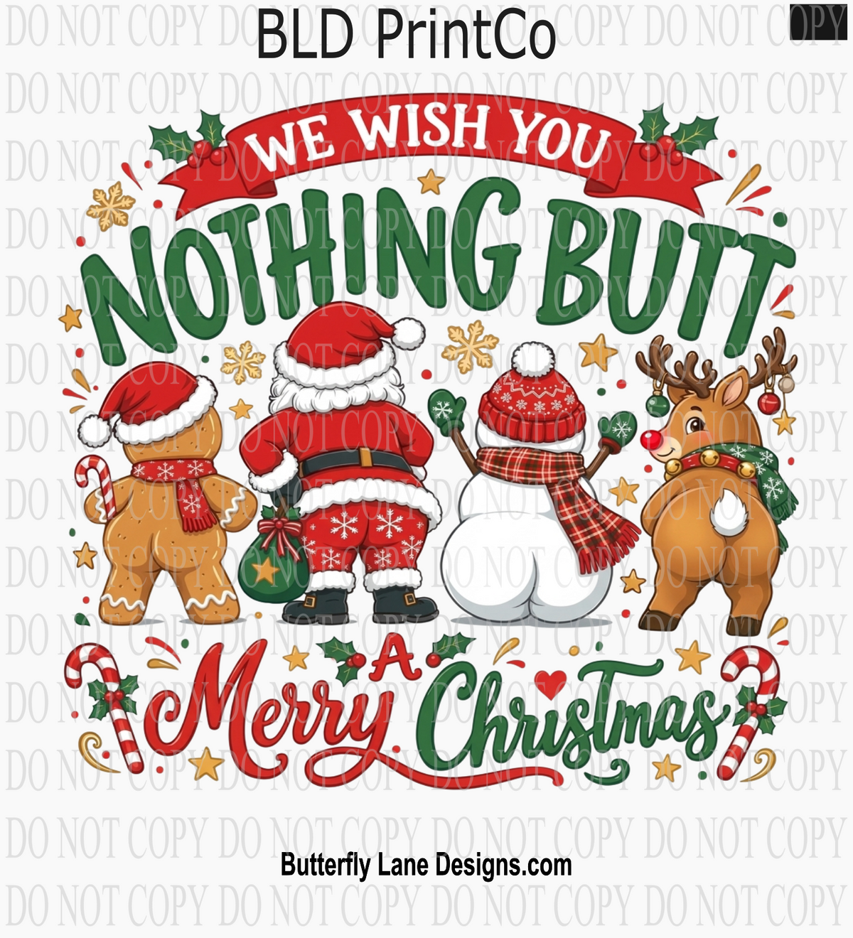 We Wish You Nothing BUTT A Merry Christmas | Funny Gingerbread & Santa Lineup | D3369
