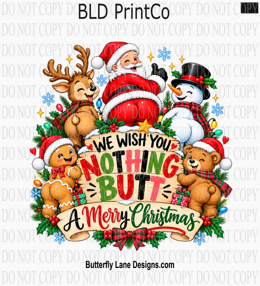 Nothing BUTT A Merry Christmas Wreath | Cute Cheeky Holiday Friends | D3375