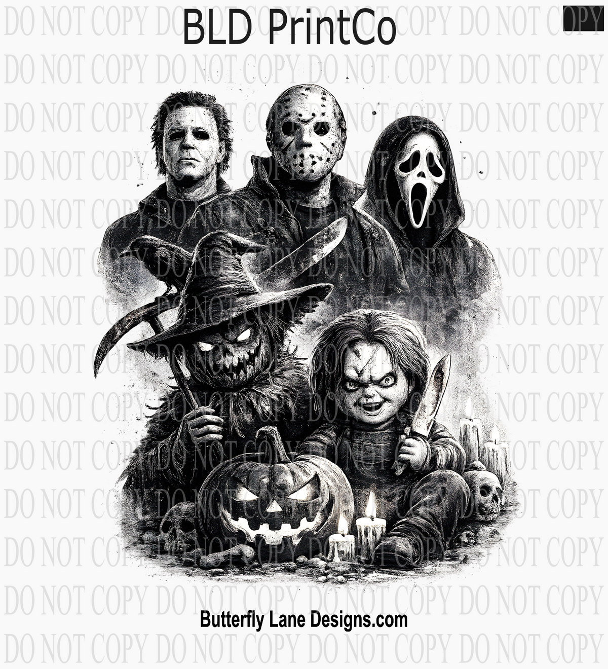 Scary Time Guys | Vintage Horror Movie Villains Sketch | D3376