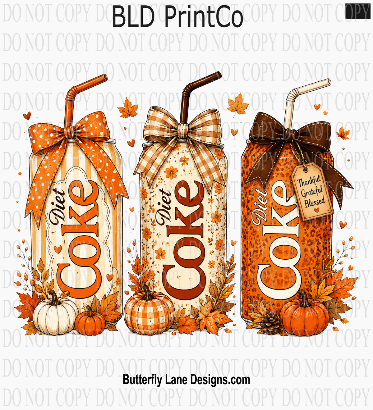 Fall Sodas | Autumn Pumpkins & Leopard Bows | D3381