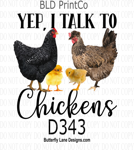 D343 I talk to chickens- Clear Decal :: VC Decal