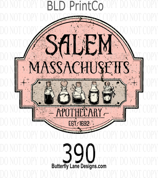 D390 Salem Mass Apothecary-Grunge ::  Clear Decal :: VC Decal