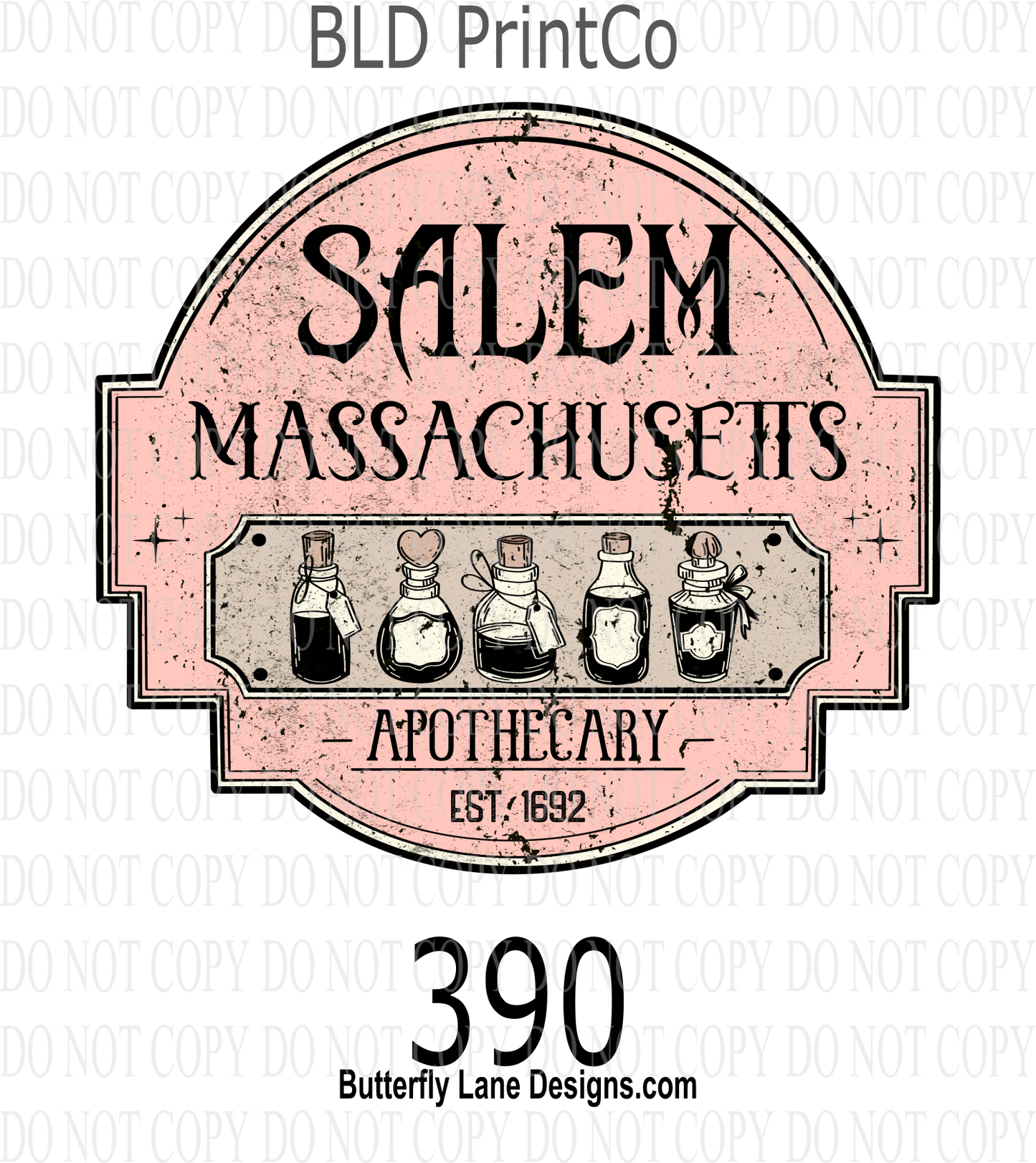 D390 Salem Mass Apothecary-Grunge ::  Clear Decal :: VC Decal