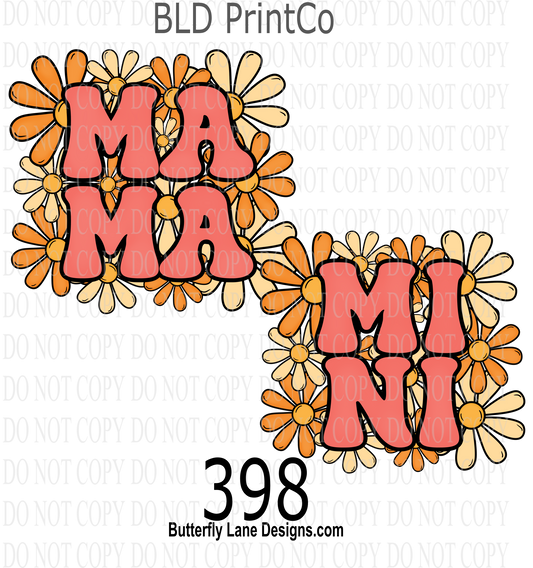 D398 MaMa-MiNi  SET  Groovy Floral ::  Clear Decal :: VC Decal