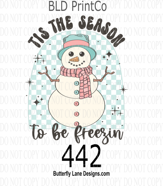 D442 Tis the season to be Freezin-Pink ::  Clear Decal :: VC Decal