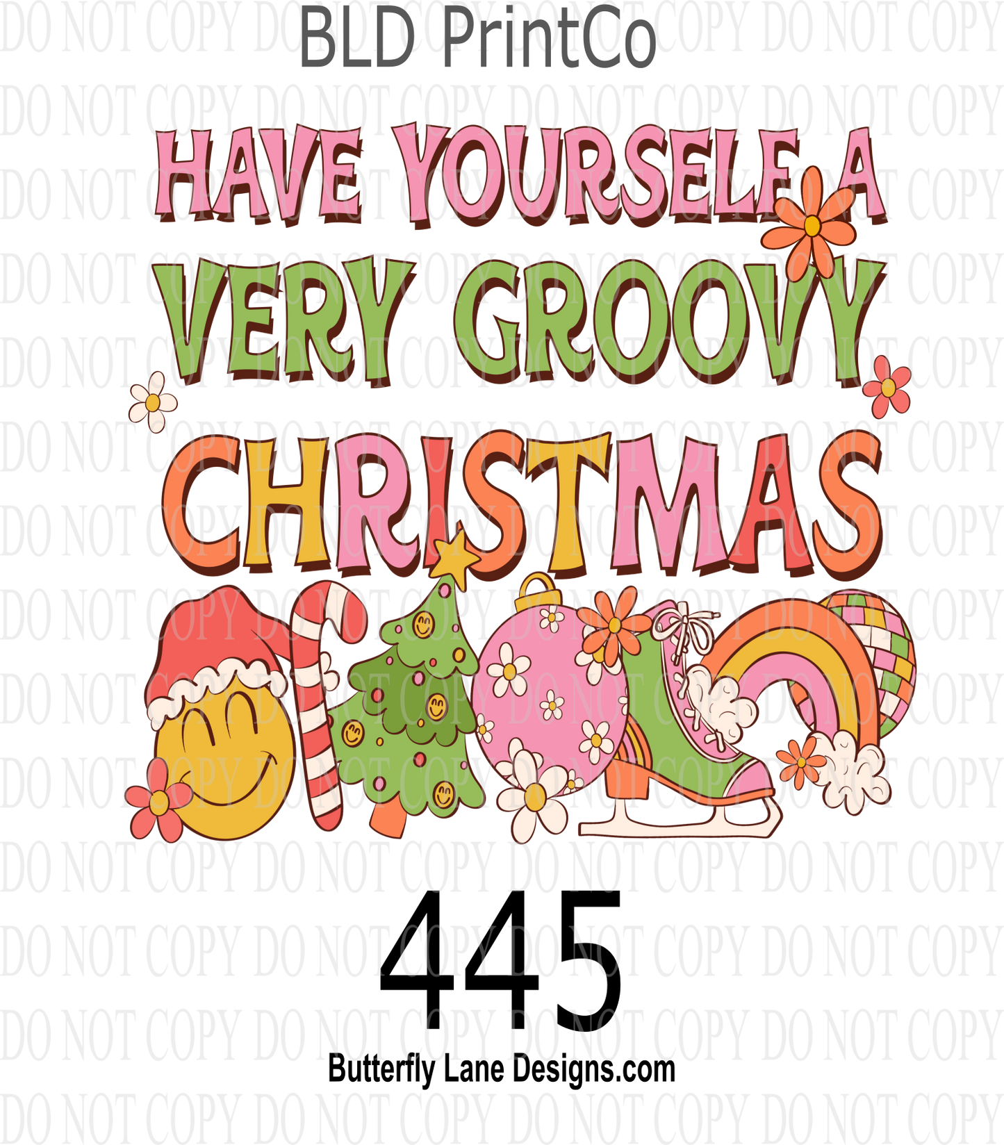 D445 Have yourself a very groovy Christmas ::  Clear Decal :: VC Decal