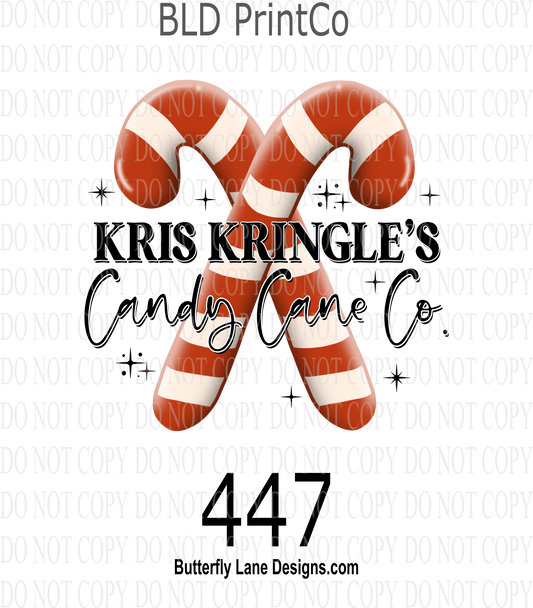 D447 Kris Kringles Candy Cane Co ::  Clear Decal :: VC Decal