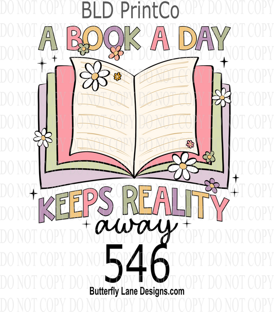 D546 - A book a day keeps reality away   ::  Clear Decal :: VC Decal