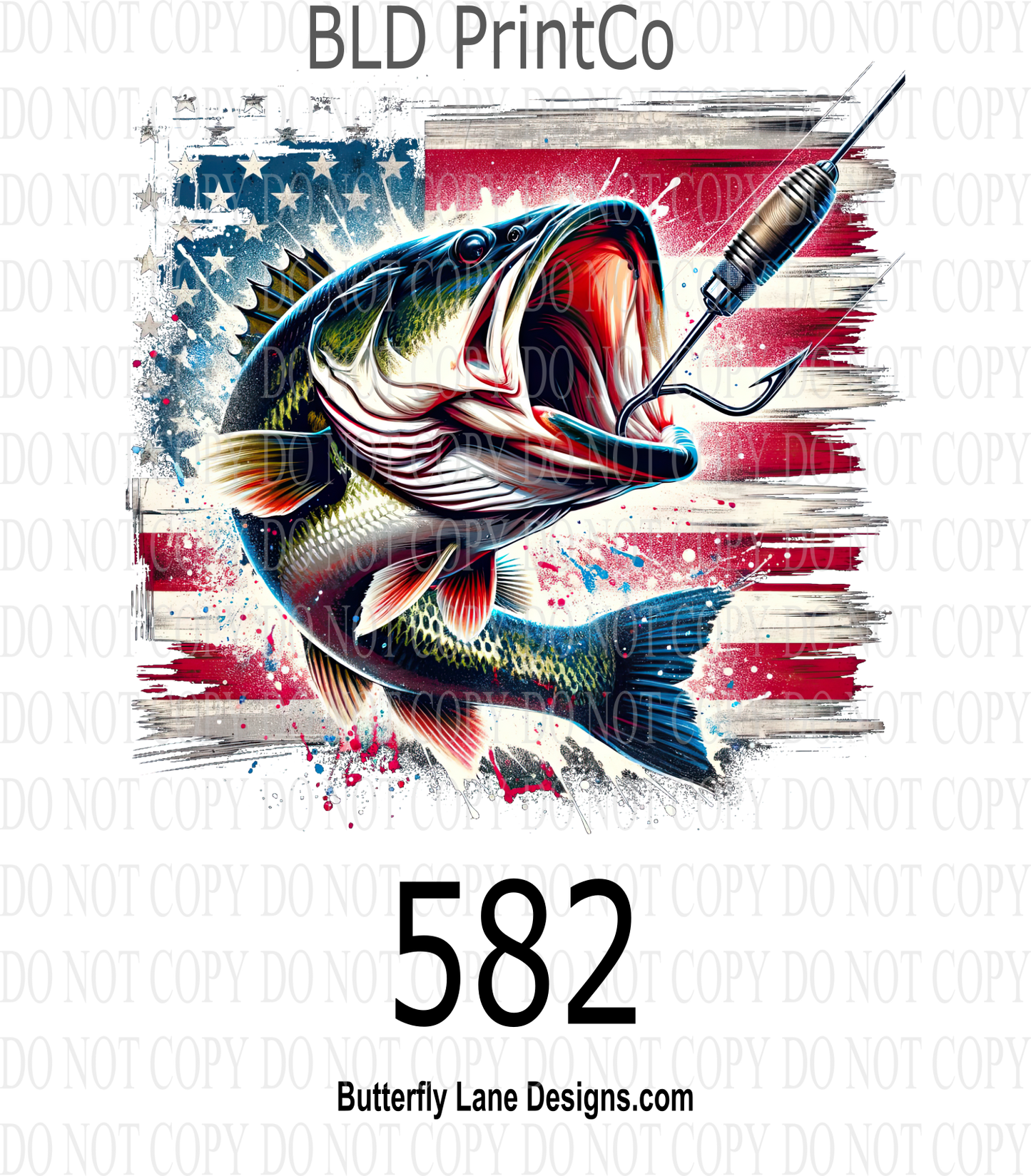 D582 American Flag Fishing ::  Decal