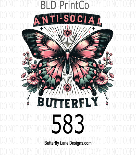 D583 Anti-Social butterfly::  Decal