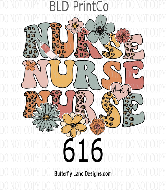 D616 Nurse-Nurse-Retro floral style