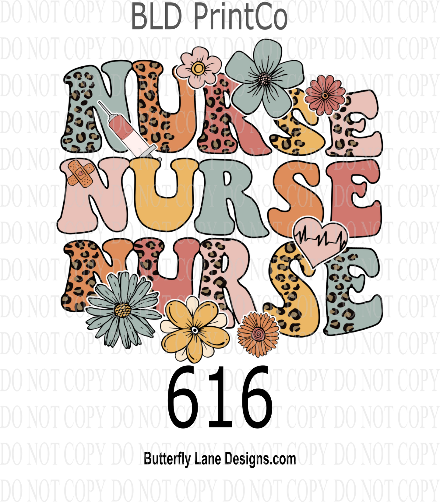 D616 Nurse-Nurse-Retro floral style