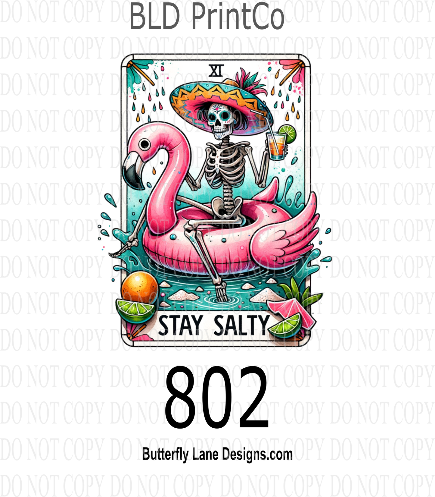 D802 Stay Salty Skelly in a float Tarot