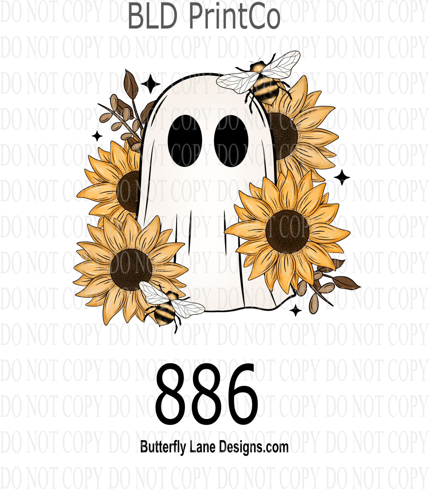 D886 Sunflower Cute Spooky Ghost