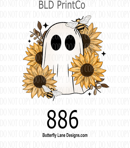 D886 Sunflower Cute Spooky Ghost