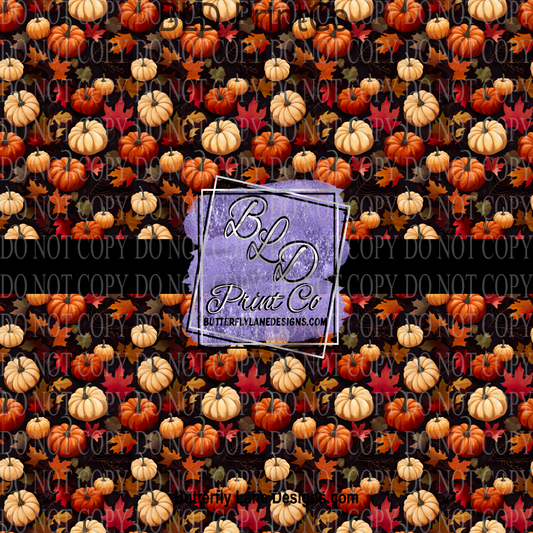 Deep Autumn Fall Leaves & Pumpkins- PV 830    Patterned Vinyl