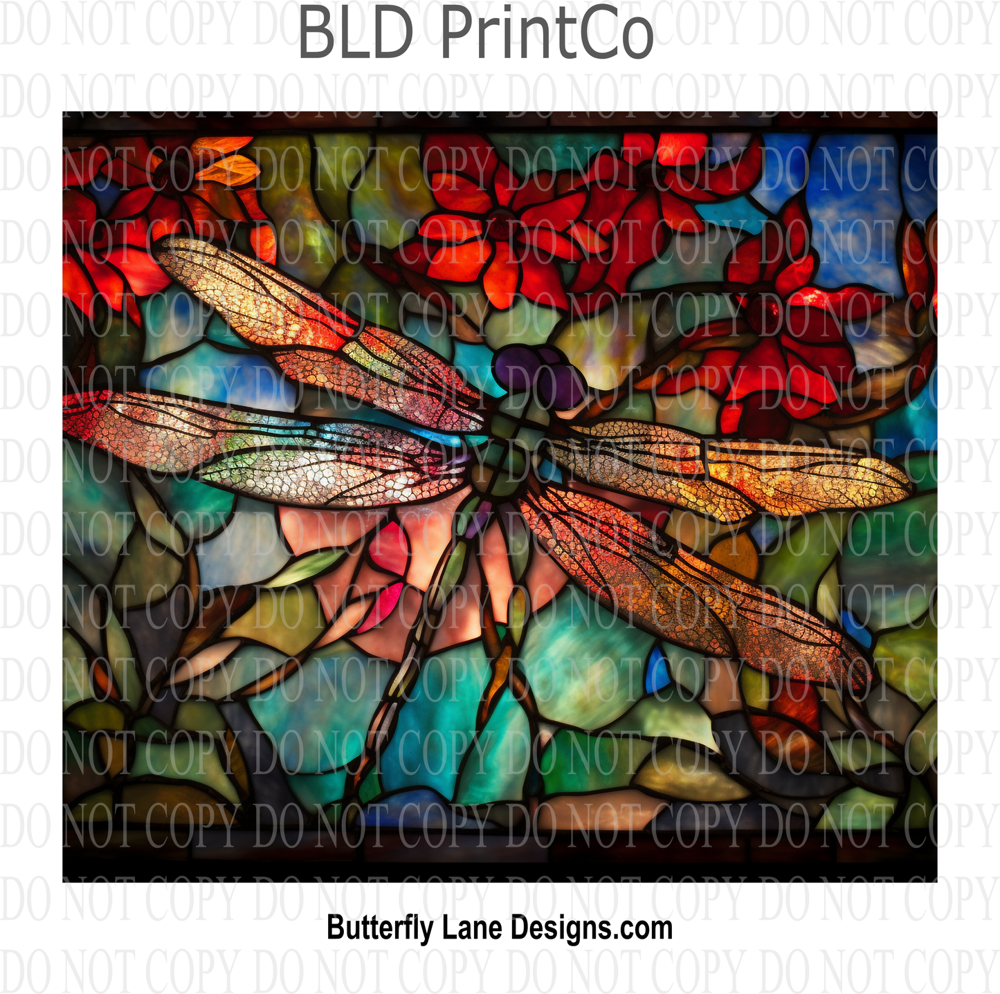 Dragon Fly 1- stained glass effect : Tumbler wrap W40