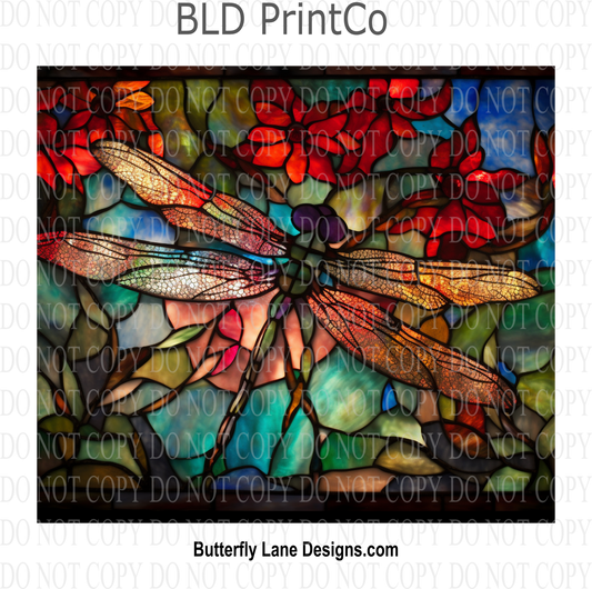 Dragon Fly 1- stained glass effect : Tumbler wrap W40