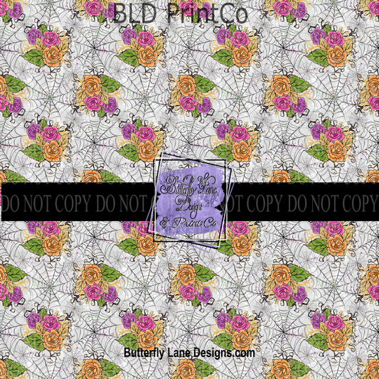 Halloween Florals with webs - PV 658 Patterned Vinyl