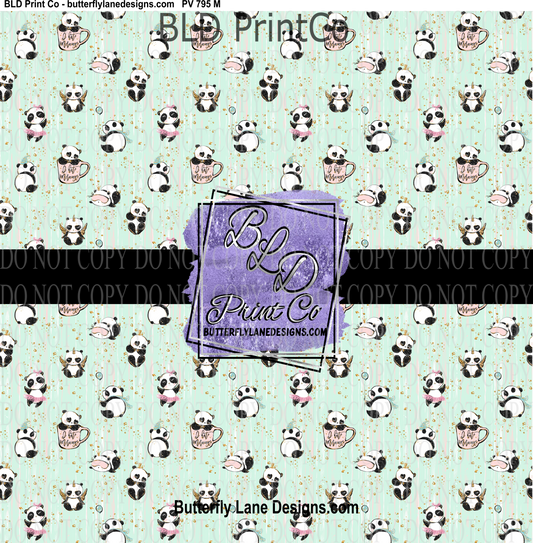 I hate mornings- Cute Pandas- PV 795 Patterned Vinyl