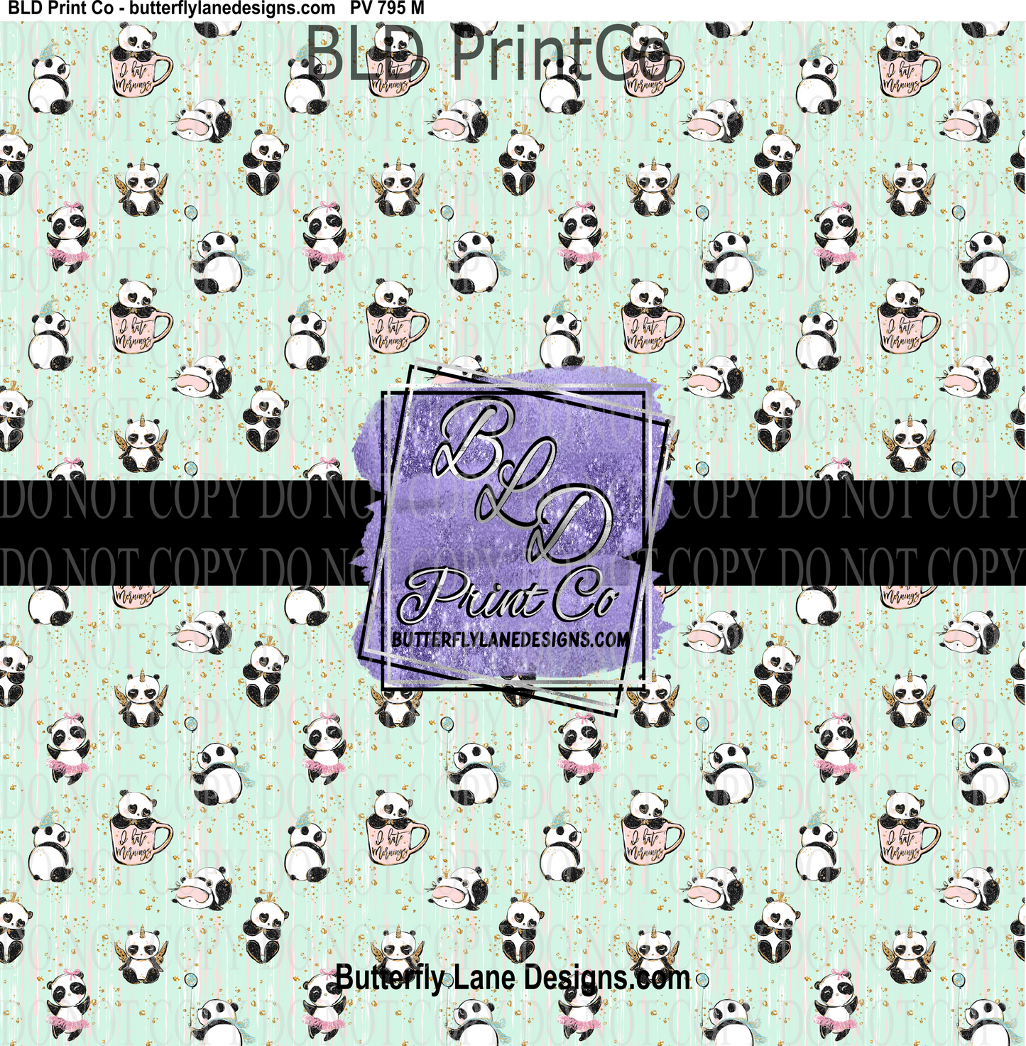 I hate mornings- Cute Pandas- PV 795 Patterned Vinyl