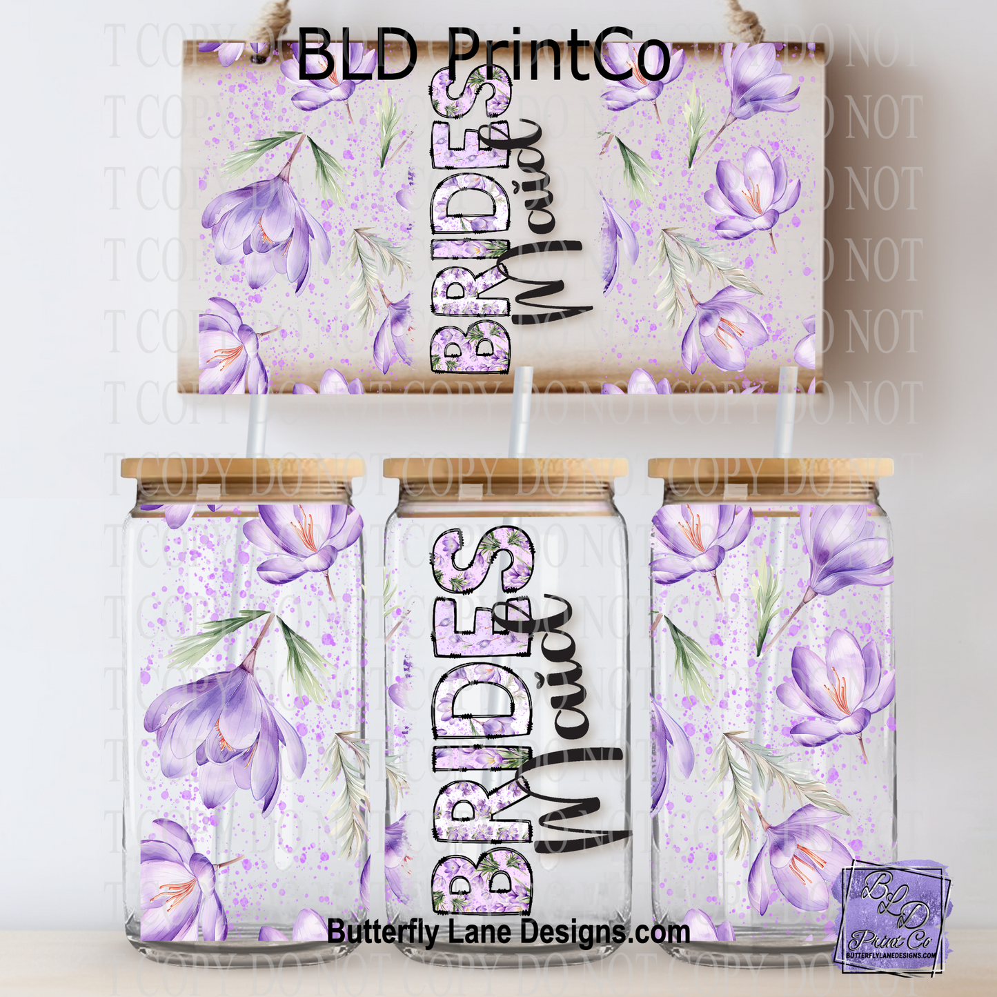 Floral Bridesmaid | Purple Crocus Wedding Party Wrap | L1000