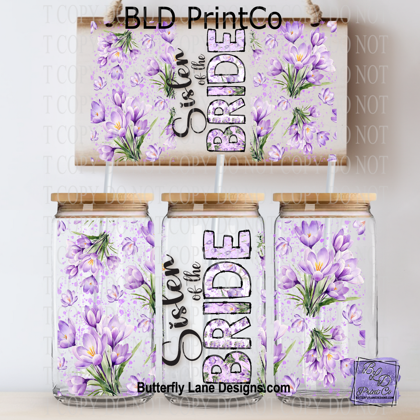 Floral Sister of the Bride | Purple Crocus Wedding Party Wrap | L1004