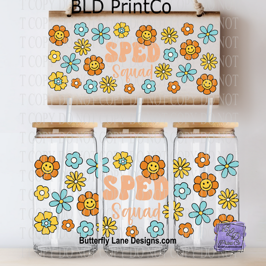 Retro SPED Squad | Groovy Daisy Teacher Glass Wrap | L1007