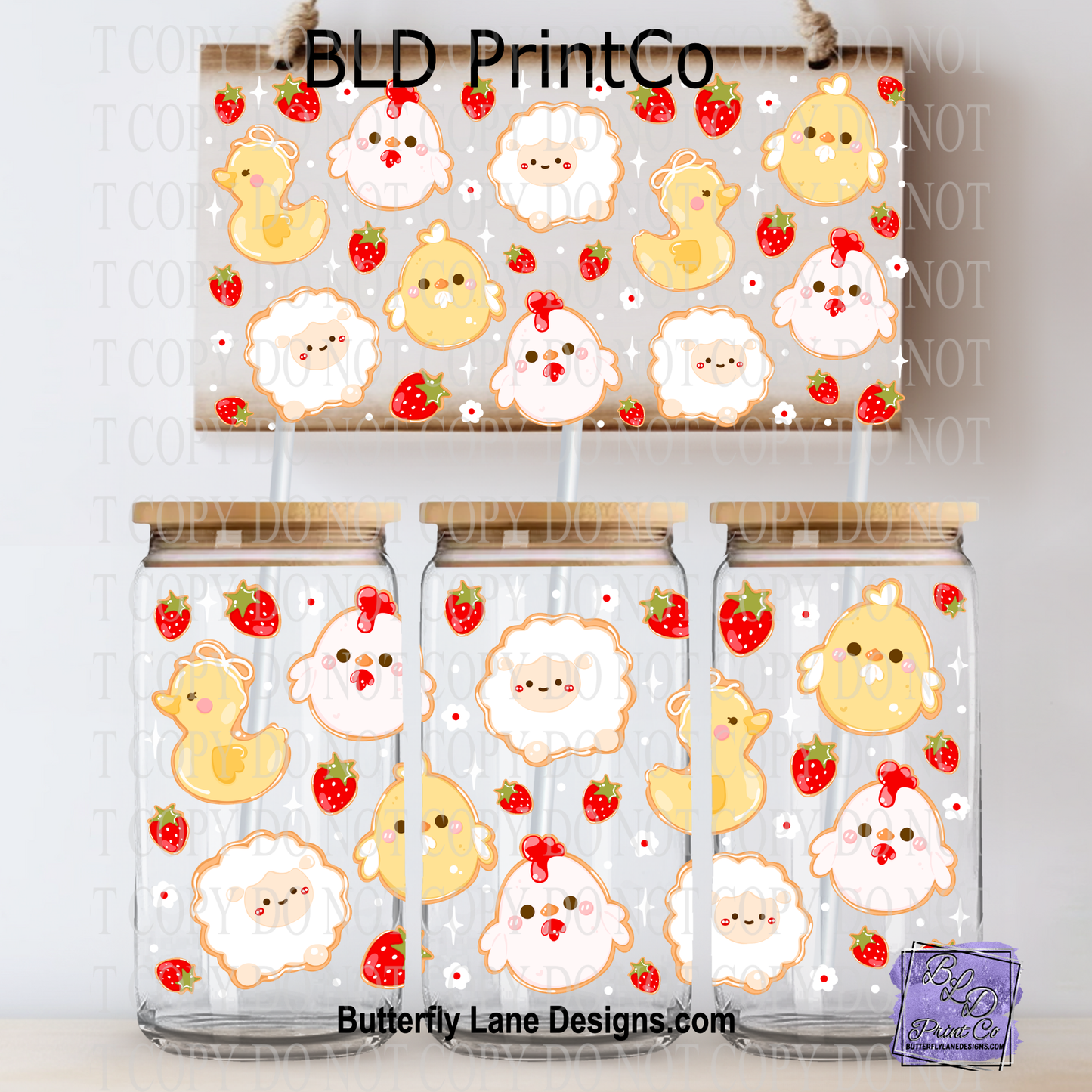 Kawaii Farm Friends | Cute Chick, Sheep & Strawberries Wrap | L1009