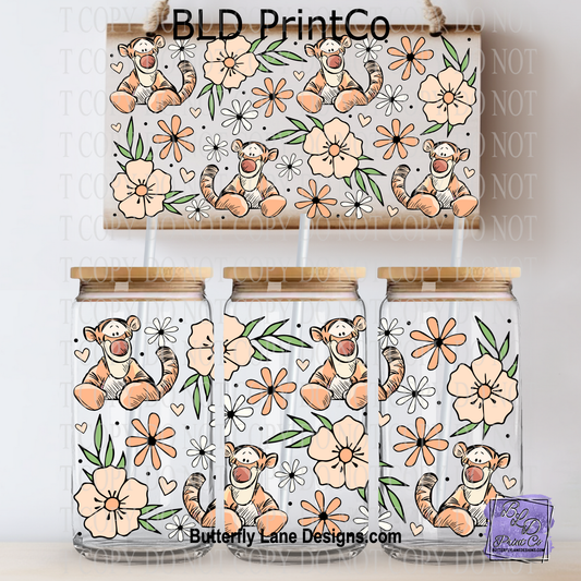 Bouncy Tail Floral Pattern | Peach & White Flowers with Hearts | L1018