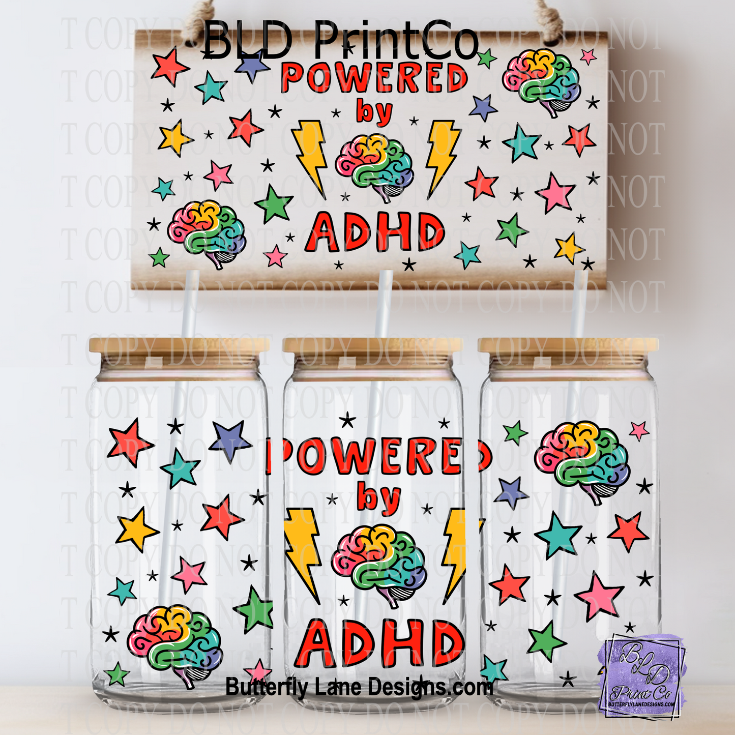 Powered by ADHD | Rainbow Brain & Colorful Stars | L1019