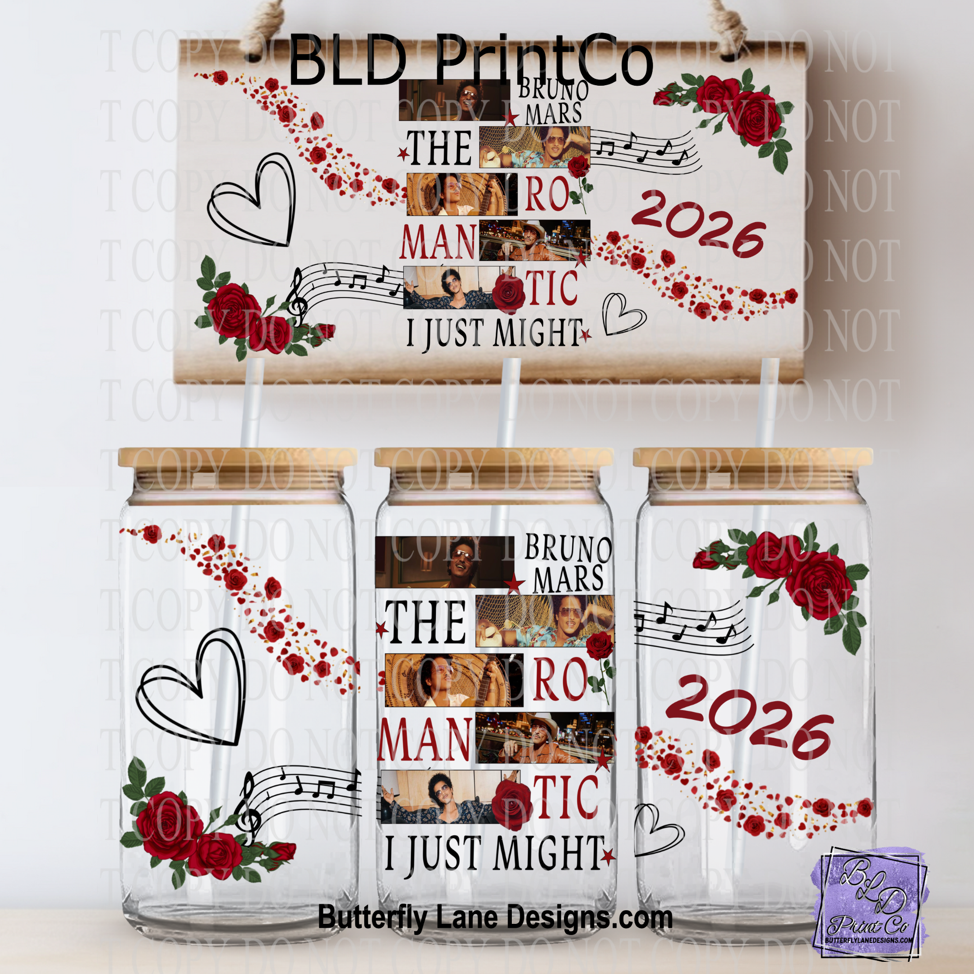 The Romantic| Red Roses & Musical Notes | L1023 – Butterfly Lane Designs