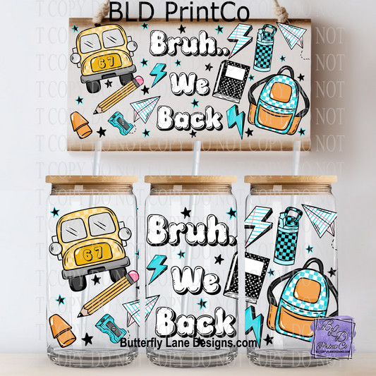 Bruh We Back School Theme | Checkered Bus & Backpack | L1075