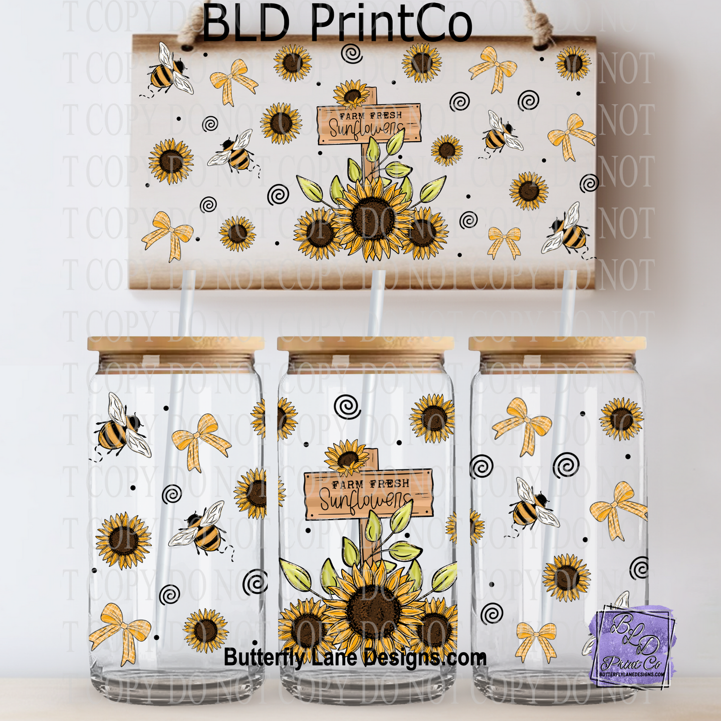Farm Fresh Sunflowers | Yellow Ribbon Bows & Bumble Bees | L1098