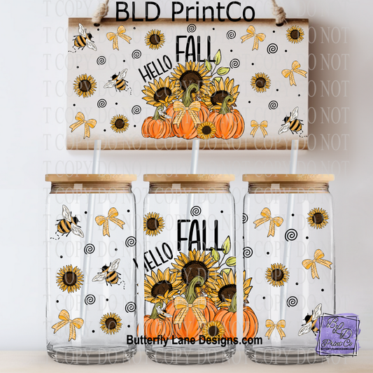 Hello Fall Sunflowers & Pumpkins | Autumn Ribbon Bows & Bees | L1099