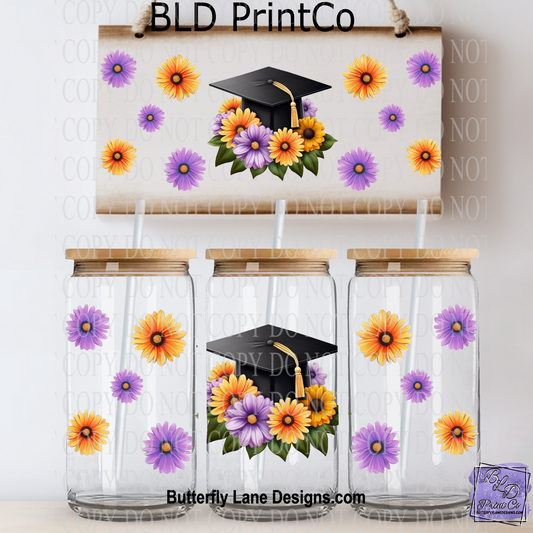 L399 Graduation with Yellow and purple florals