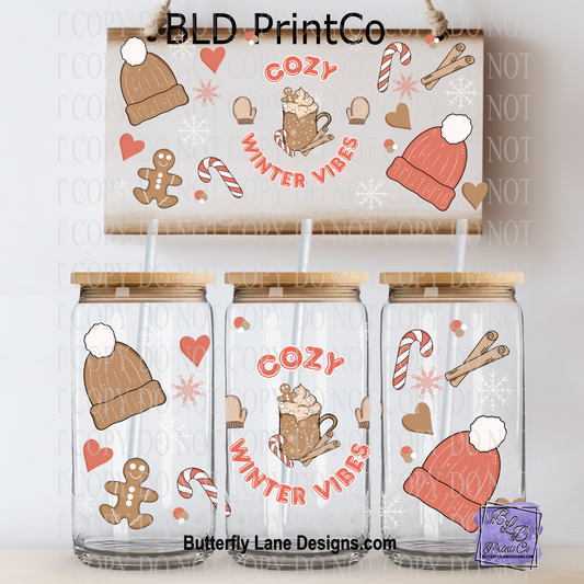 L617 Cozy winter vibes - UV DTF Libbey wrap