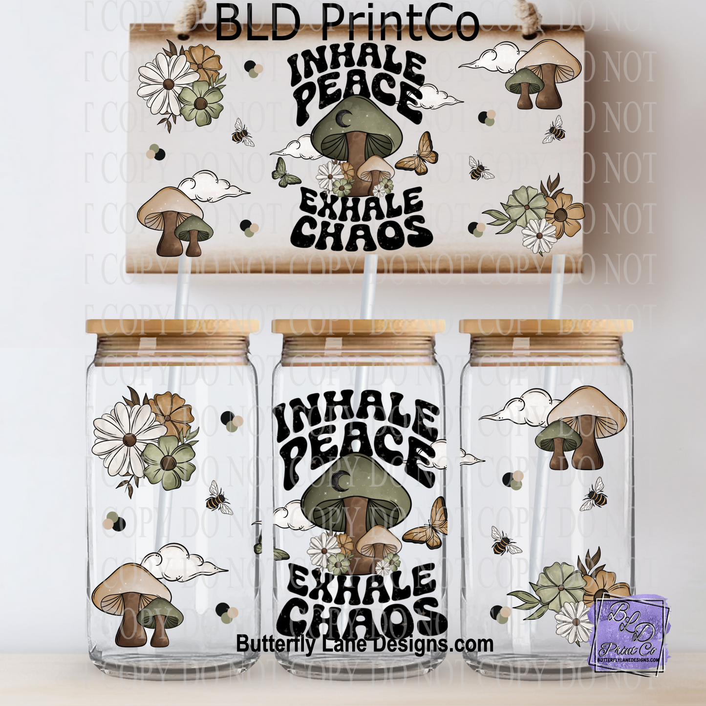 L619 Inhale peace-exhale chaos- UV DTF Libbey wrap
