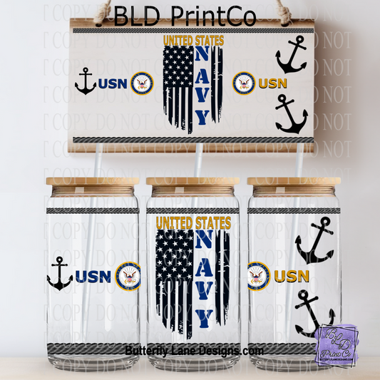 L625 Navy Military USN -UV DTF Libbey wrap