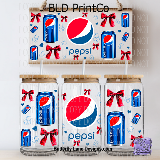 L628 Soda- Bows and bubbles  -UV DTF Libbey wrap