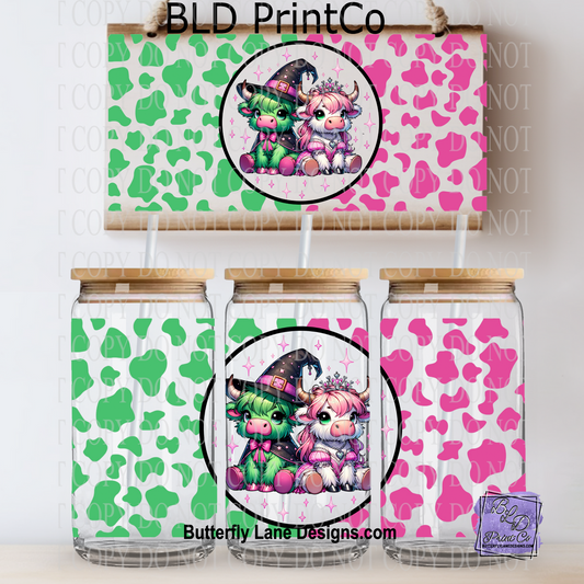 L648 Wicked Highland Cows-Pink-Green