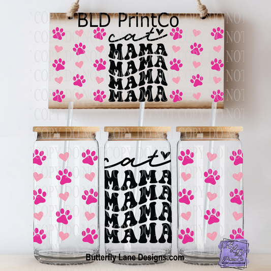 L773 Cat Mama- Pink paws and hearts