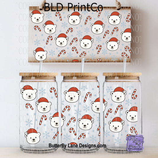 L783 Festive polar bears and candy canes