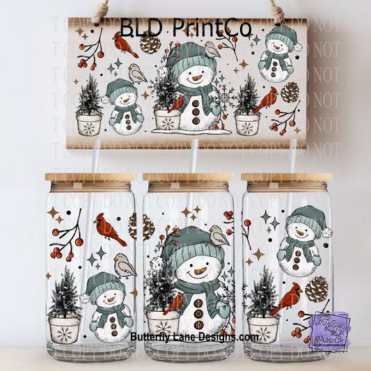 L835 Snowman & winter Birds