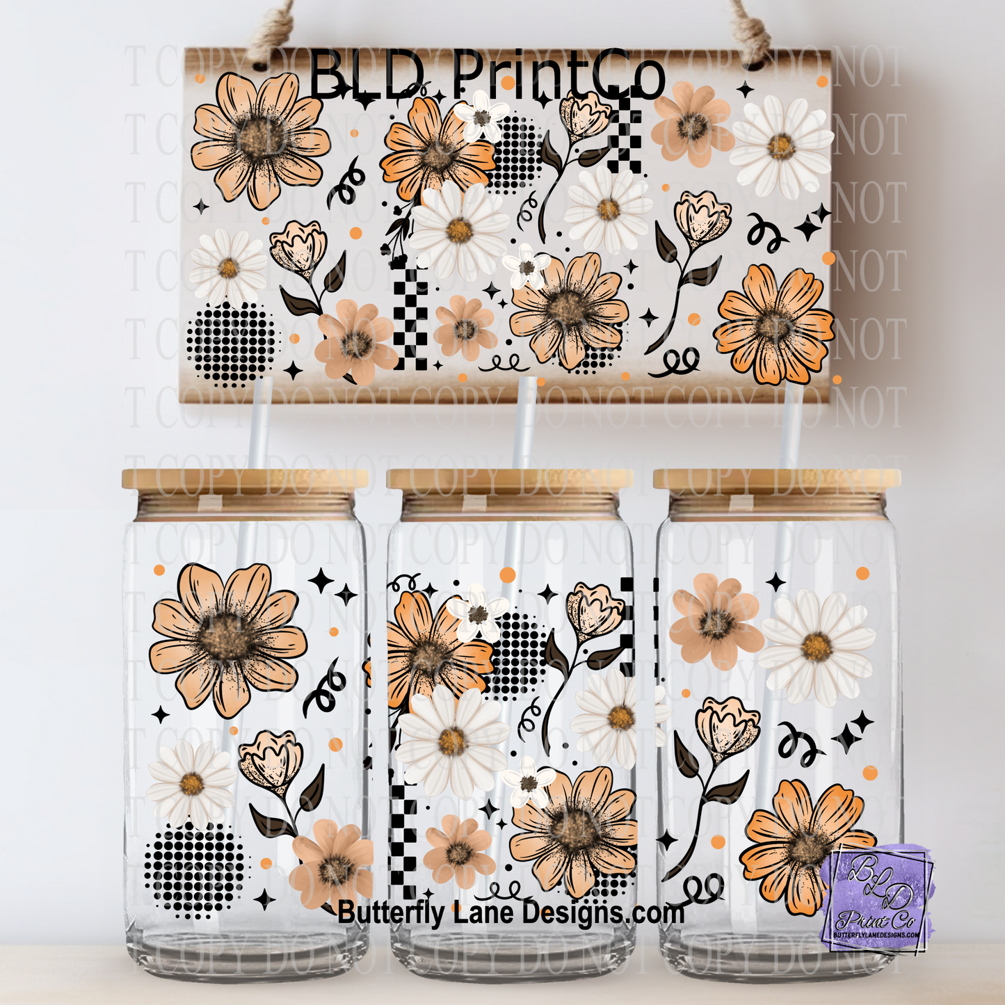 L861 Orange Tan & White Florals