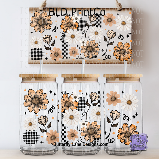 L861 Orange Tan & White Florals