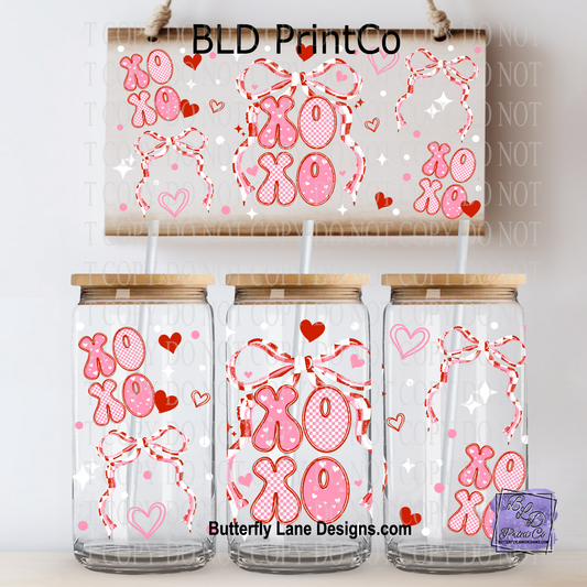 L881 xoxo checker bow- Valentines