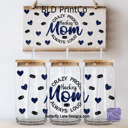 L898 Crazy Proud Loud Hockey Mom-Dark Blue