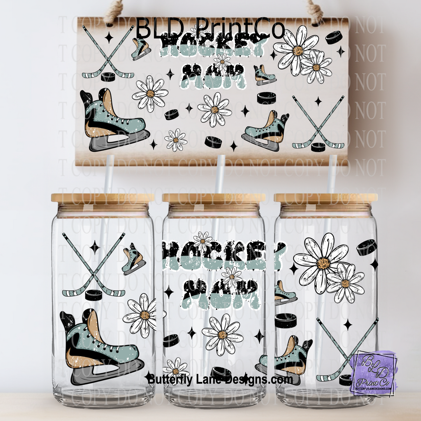 L907 Hockey mom with stars